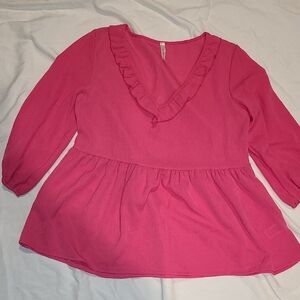 Pink Ruffled Women's Top